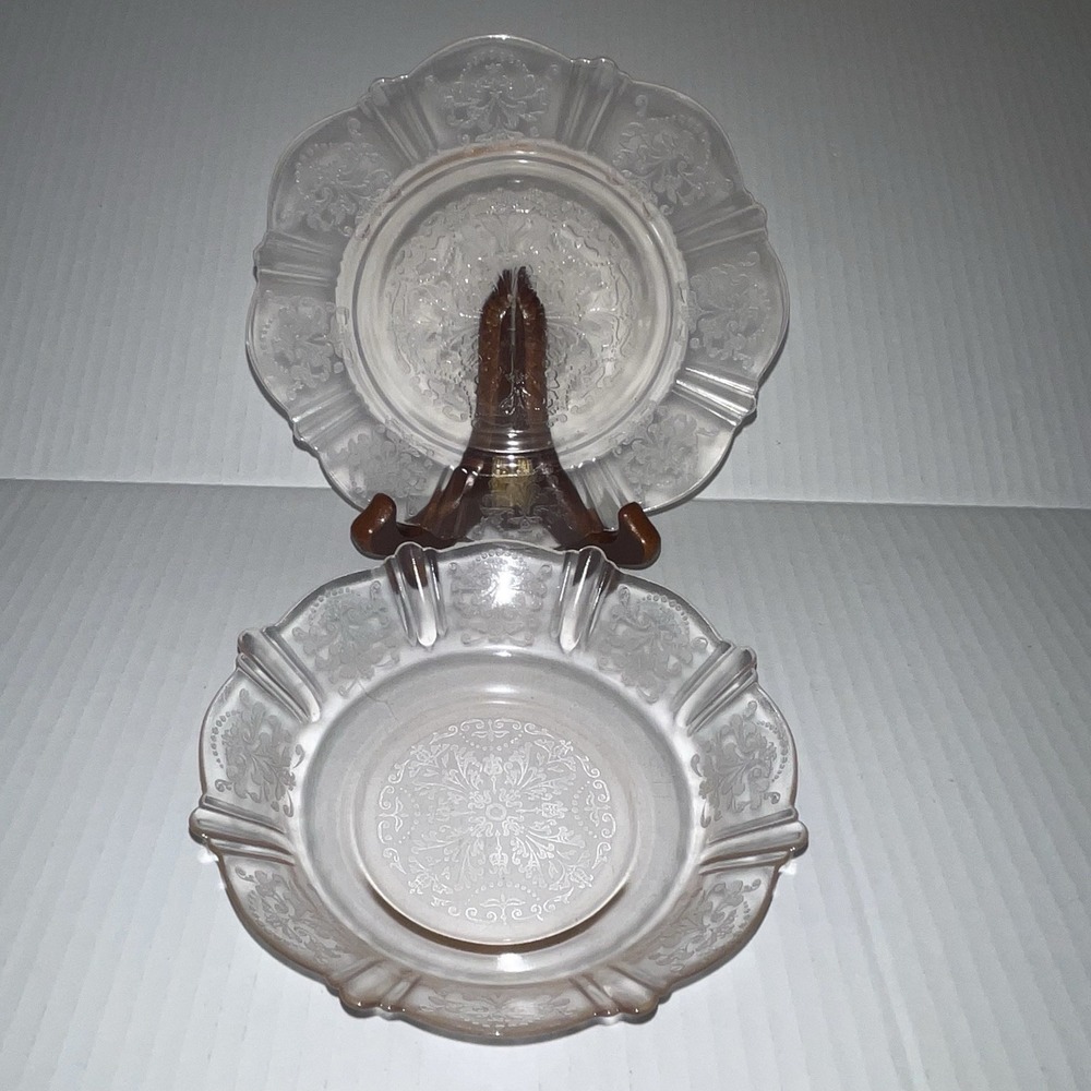 Two MacBeth Evans Glass AMERICAN SWEETHEART Pink Salad Plates 5.75"